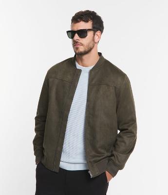 Jaqueta Bomber com Zíper e Bolsos