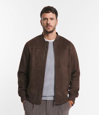 Jaqueta Bomber com Zíper e Bolsos