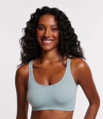 Sutiã Top Sem Bojo e Sem Aro em Poliamida com Textura Canelada