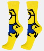 Meia Cano Alto em Algodão com Estampa Minion Carão Frontal - 1