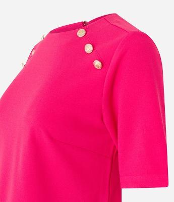 Blusa Manga Curta em Crepe com Botões no Ombro