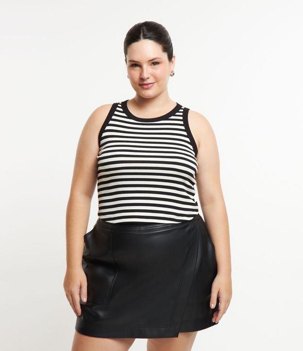 Blusa Regata Cropped em Ribana Listrada & Plus Size - 1