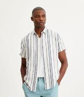 Camisa Comfort em Linho com Estampa Listrada - 1