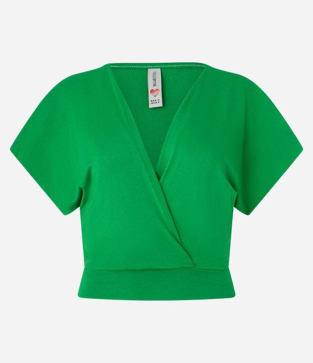 Blusa Curta em Crepe com Decote V Transpassado - 1