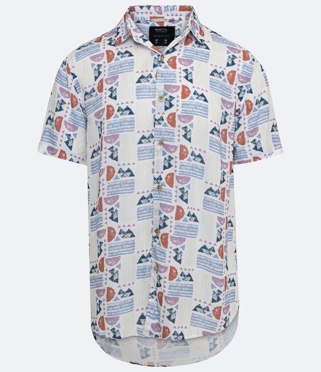 Camisa Regular em Viscose com Estampa Geométrica - 1