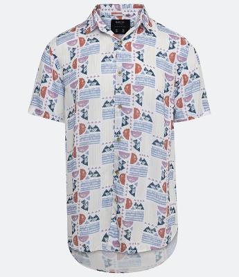 Camisa Regular em Viscose com Estampa Geométrica