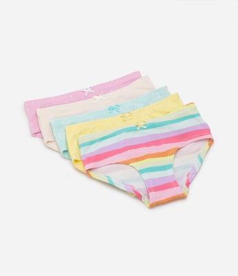 Kit 05 Calcinhas Slip Infantis em Cotton com Estampa Variada - Tam 2 a 14 Anos