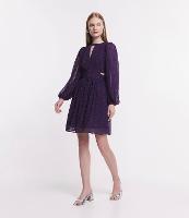 Vestido em Chiffon com Recorte Vazado na Cintura e Estampa Mini Corações - 1