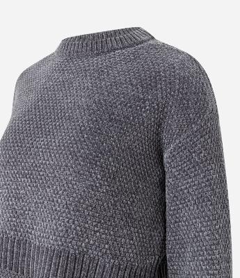 Suéter Curto em Tricô com Ponto Diferenciado