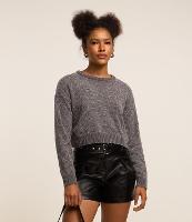 Suéter Curto em Tricô com Ponto Diferenciado - 3