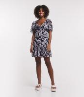 Vestido Curto em Tule com Estampa de Tucanos e Babadinho - 1