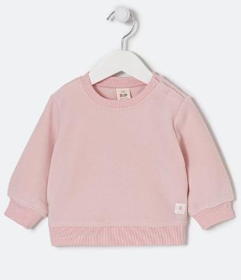 Blusão Fechado Infantil com Botões no Ombro e Etiqueta Aplicada - Tam 0 a 18 meses