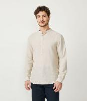 Camisa Comfort Bata em Linho com Gola Padre - 1