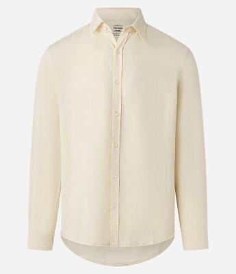 Camisa Comfort Bata em Linho com Gola Padre