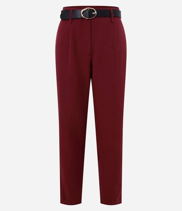 Calça Cenoura Alfaiatada com Cinto Fivela em Material Sintético - 1