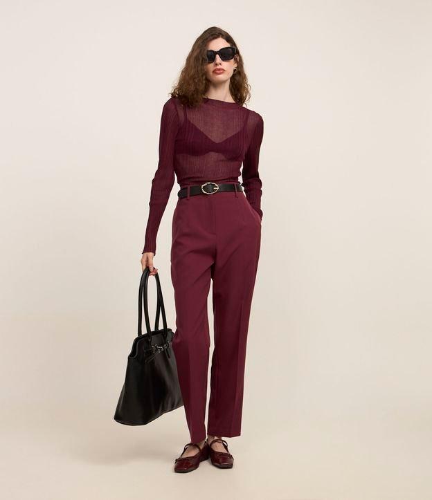 Calça Cenoura Alfaiatada com Cinto Fivela em Material Sintético - 2