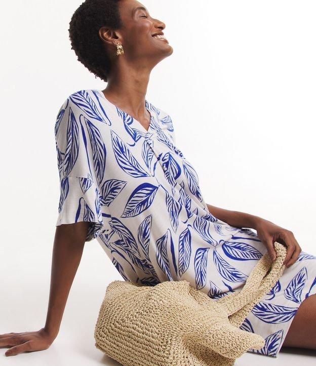 Vestido em Viscose com Estampa Folhagem - 1