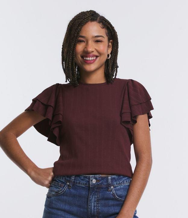Blusa em Ribana com Babados na Manga - 1