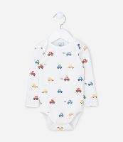 Body Longo Infantil com Estampa de Carrinhos - Tam RN a 24 meses - 1