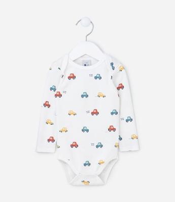 Body Infantil com Estampa de Carrinhos - Tam RN a 18 meses