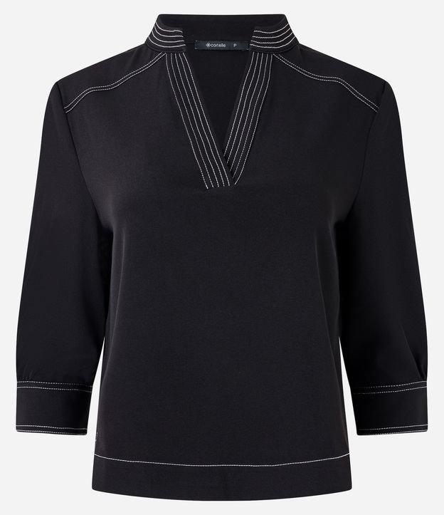 Blusa Manga 3/4 em Crepe com Costura Aparente - 2