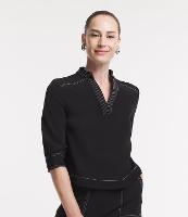 Blusa Manga 3/4 em Crepe com Costura Aparente - 1