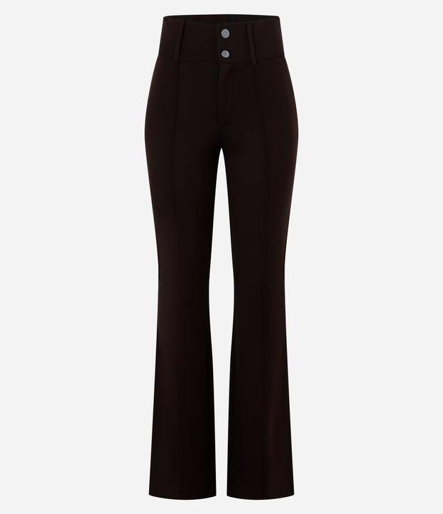 Calça Flare Básica em Ponto Roma com Botões e Cós Largo - 1