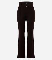 Calça Flare Básica em Ponto Roma com Botões e Cós Largo - 1