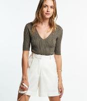 Blusa em Tricô com Manga 3/4 e Texturas em Ponto Diferenciado - 1