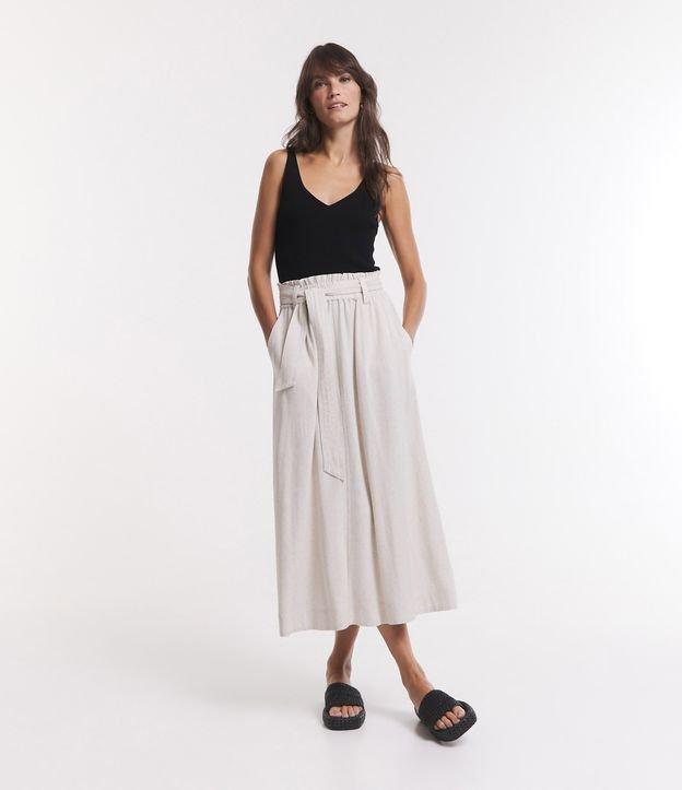 Saia Midi Clochard em Viscolinho com Cinto Faixa - 1
