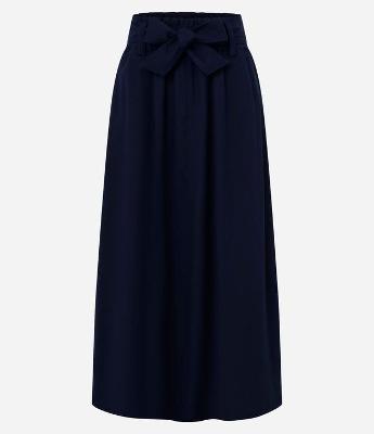 Saia Midi Clochard em Viscolinho com Cinto Faixa