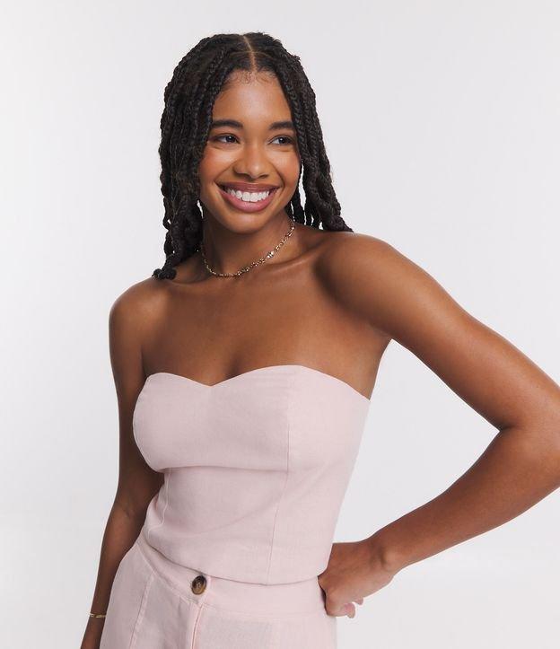 Top Cropped Corset Tomara Que Caia em Linho com Lastex - 1