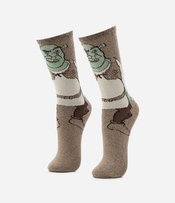 Meia Cano Alto em Algodão com Estampa do Shrek