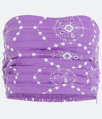 Top Tomara que Caia em Algodão com Bordados Geométricos