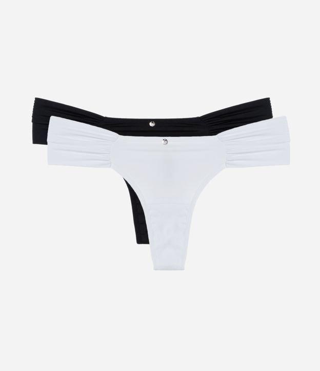 Kit 02 Calcinhas Biquíni Fio Duplo em Microfibra com Lateral Drapeada - 2