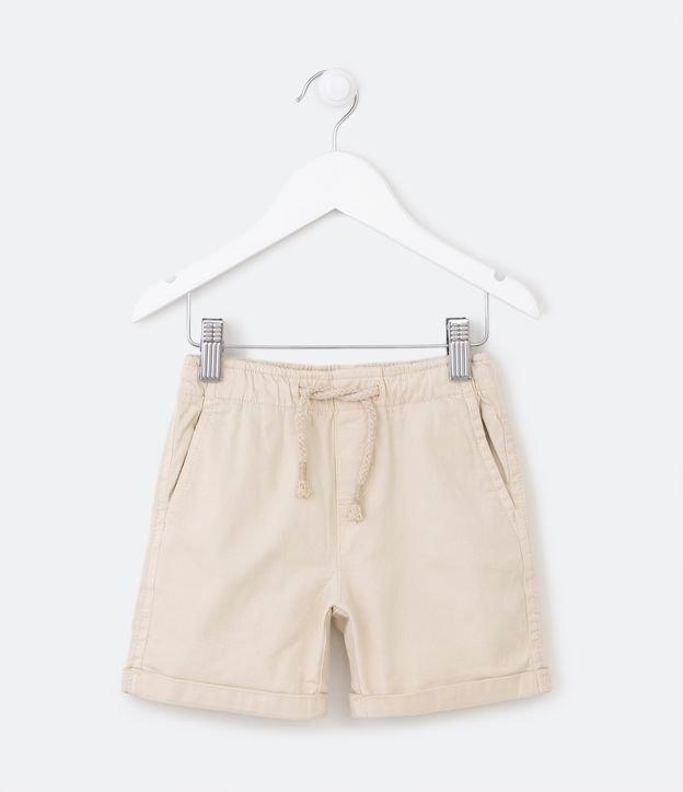 Bermuda Infantil em Sarja com Cós Elástico e Barra Dobrada - Tam 1 a 4 Anos - 1