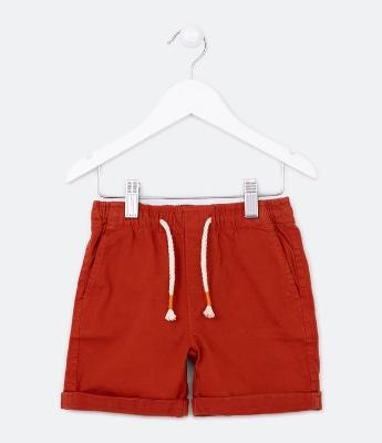 Bermuda Infantil em Sarja com Cós Elástico e Barra Dobrada - Tam 1 a 4 Anos