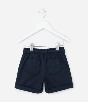 Bermuda Infantil em Sarja com Cós Elástico e Barra Dobrada - Tam 1 a 4 Anos