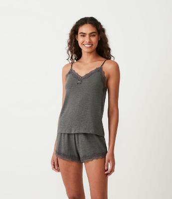 Pijama Short Doll em Viscolycra com Renda no Decote