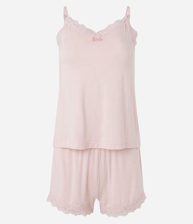 Pijama Short Doll em Viscolycra com Renda no Decote - 2