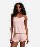 Pijama Short Doll em Viscolycra com Renda no Decote - 1