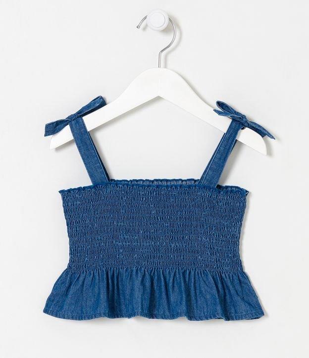 Blusa Cropped sem Manga Jeans e Com Babado Tam 1 á 5 Anos - 1