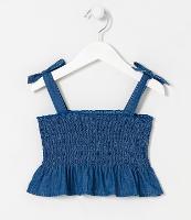 Blusa Cropped sem Manga Jeans e Com Babado Tam 1 á 5 Anos - 1