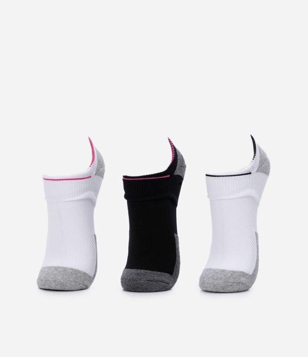 Kit 03 Meias Cano Baixo Sem Costura com Borda Contrastante - 1