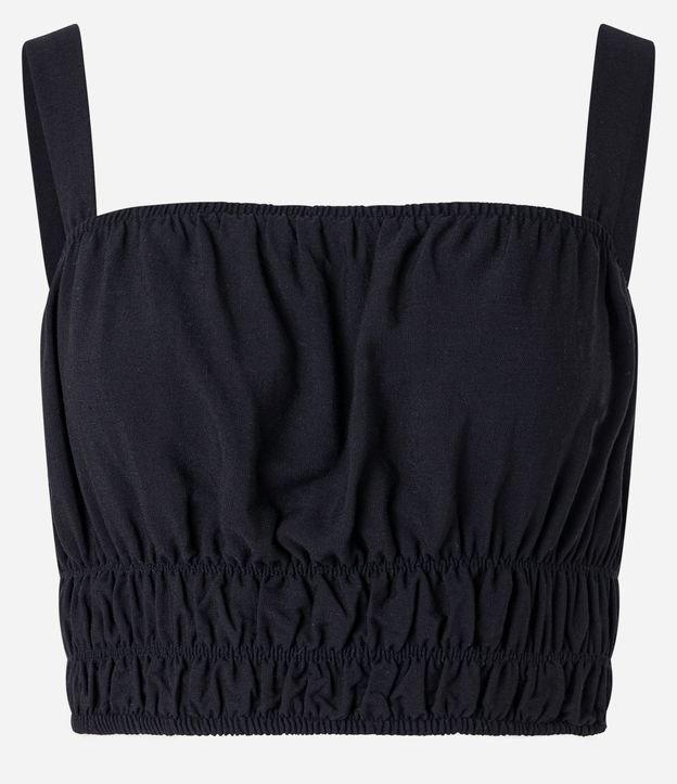 Blusa Cropped em Viscose com Elástico na Barra e Decote - 2