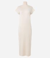 Vestido Midi em Tricô com Gola Alta e Manga Curta Sem Cava - 1