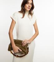 Vestido Midi em Tricô com Gola Alta e Manga Curta Sem Cava - 2