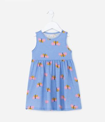Vestido Infantil com Estampa Boboletas- Tam 1 a 5 Anos