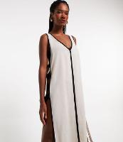 Saída de Praia Vestido em Linho com Abertura Lateral - 1