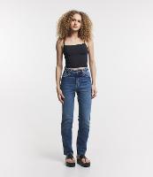 Calça Reta em Jeans Marmorizada - 1